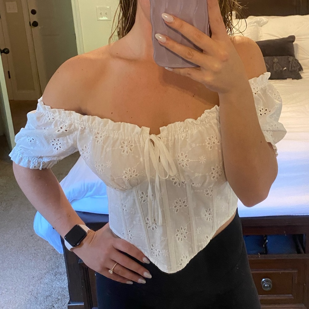 Eyelet Corset Crop Top